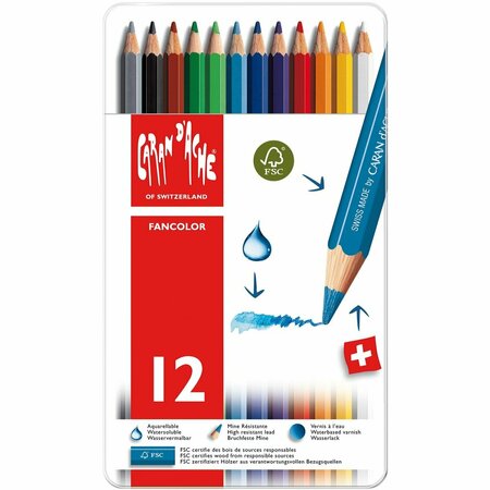 CARAN DACHE Fancolor Water Soluble Pencils, 12PK 1288312